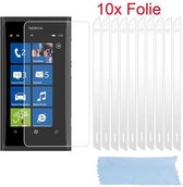 Cadorabo Schermbeschermers compatibel met Nokia Lumia 900 - Beschermende folies in HOOG HELDER - 10 stuks zeer transparante beschermfolie tegen stof, vuil en krassen