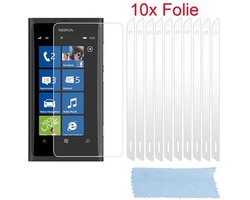 Cadorabo Schermbeschermers geschikt voor Nokia Lumia 900 - Beschermende folies in HOOG HELDER - 10 stuks zeer transparante beschermfolie tegen stof, vuil en krassen