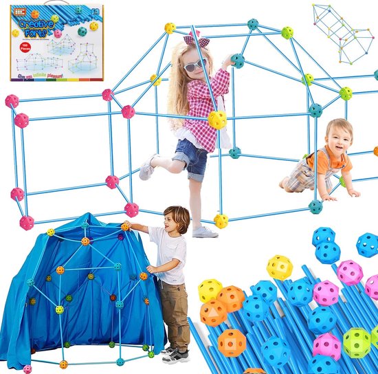 Speelgoed Fort Speelhuis Hut Bouwen Tent Kinderspeelgoed – 160 onderdelen | bol.com