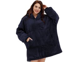 Hoodie Deken - Navy Blauw - Fleece Deken Met Mouwen - extra groot 1400g - Hoodie - Oversized Blanket - Dames & Mannen - Hoodie Blanket - Voor Kinderen, Dames & Mannen
