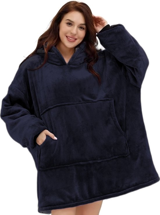 Hoodie Deken - Snuggie Cuddle - Navy Blauw - Fleece Deken Met Mouwen - extra groot 1400g - Suggie - Snuggle Hoodie - Oversized Blanket - Dames & Mannen - Hoodie Blanket - Voor Kinderen, Dames & Mannen