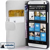 Cadorabo Hoesje geschikt voor HTC ONE M4 MINI in POLAR WIT - Beschermhoes van glad imitatieleer en kaartvakje Book Case Cover Etui