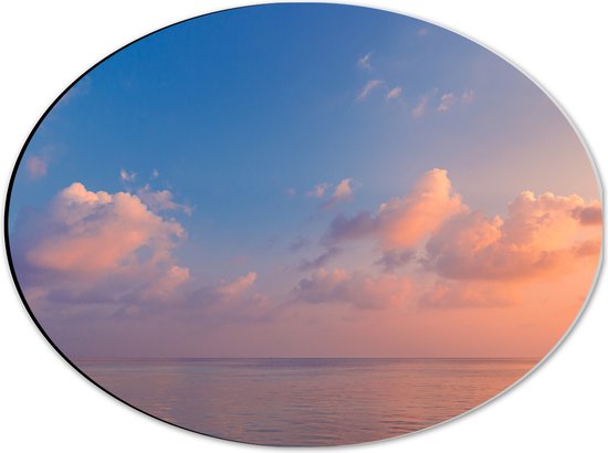 Dibond Ovaal - Zonsondergang op Zee met Zachte Pastelkleuren - 40x30 cm Foto op Ovaal (Met Ophangsysteem)