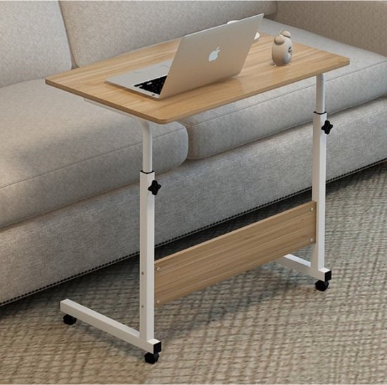 Borvat® | Mobiele Bureau - Laptop bijzettafel - Sta bureau voor laptop tafel voor thuis - Bureau Op Wielen - thuiskantoor - (80cm * 40cm)