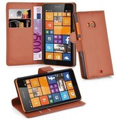 Cadorabo Hoesje geschikt voor Nokia Lumia 535 in CHOCOLADE BRUIN - Beschermhoes met magnetische sluiting, standfunctie en kaartvakje Book Case Cover Etui