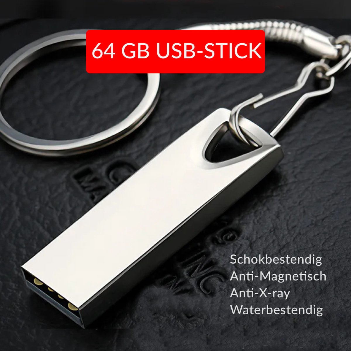 USB-Stick 64GB Metal | 4cm bij 2cm | USB 2.0 | Robuust Metalen Legering | Ziet er stijlvol uit | Makkelijk aan een sleutelbos vast te maken | 1 Jaar Garantie