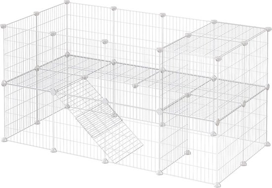 EUGAD Vrije-loopren voor konijnen en cavia's van kunststof, behuizing van 12 platen (70x50cm/plaat), Transparante hamsteruitloop verblijf voor hamsters, konijnen, egels BHT 200x70x100cm