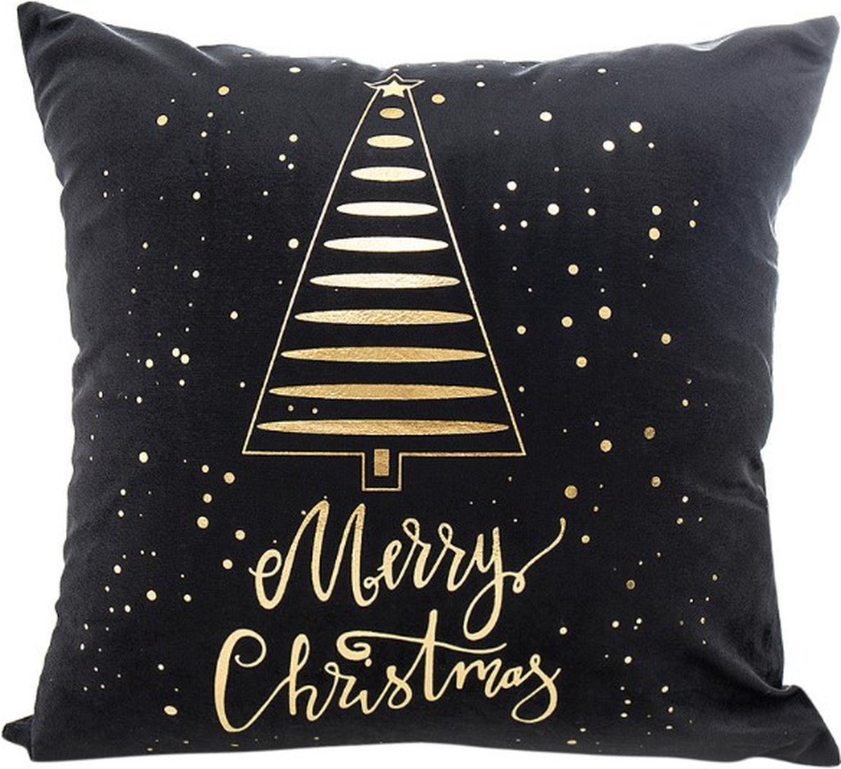 Without Lemon - Kerst Kussenhoes - Zwart met gouden Kerstboom "Merry Christmas" - Kerst kussen - Kerstdagen - Feestdagen - Kerst - Decoratie - Woondecoratie - Kussenslopen - December - Cadeau