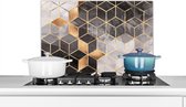 Spatscherm keuken - Luxe - Kubus - Vorm - Patronen - Goud - Abstract - Keuken - Keuken achterwand - 70x50 cm - Spatwand
