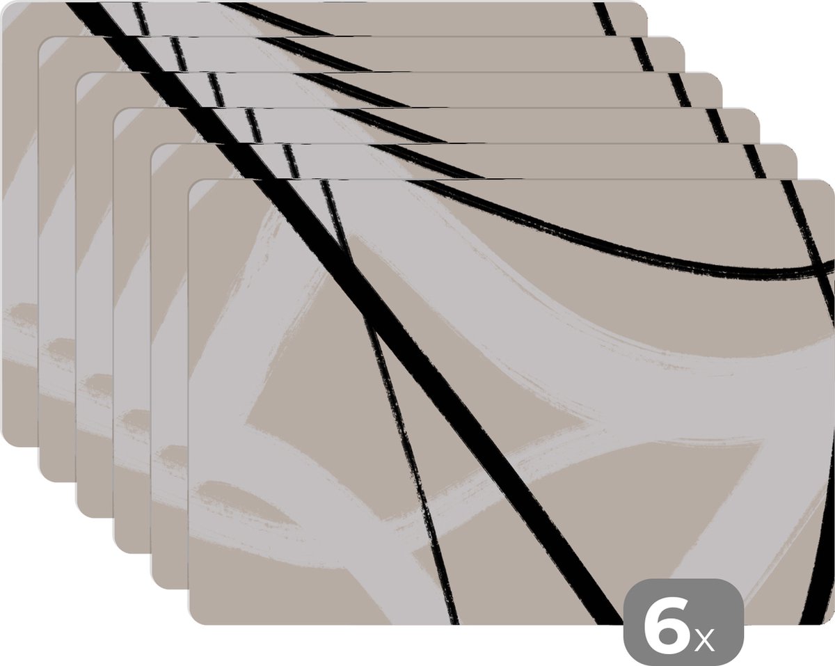 Placemat - Abstract - Minimalisme - Lijn - Placemats - Onderleggers - 45x30 cm - 6 stuks