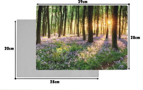 Planche à découper en Verres - 39x28 - Forêt - Fleurs - Lavande - Soleil - Violet - Nature - Planches à découper en Glas
