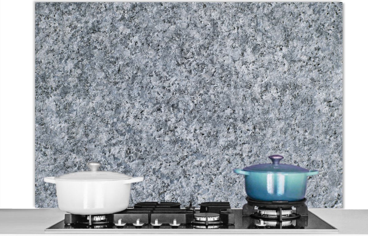 KitchenYeah© Spatscherm Keuken 100x65 cm Kookplaat Achterwand Beschermer Muur Spatwand Fornuis Aluminium Hittebestendig - Zwart - Graniet - Design - Steen