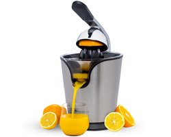 KitchenBrothers Citruspers - Elektrische Sinaasappelpers en Citroenpers met Pershendel - RVS - Zwart