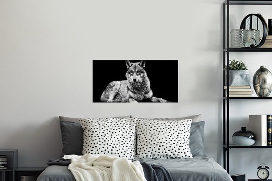 Stickers Stickers muraux - Animaux sauvages - Loup - Zwart - Wit - 80x40 cm - Feuille adhésive