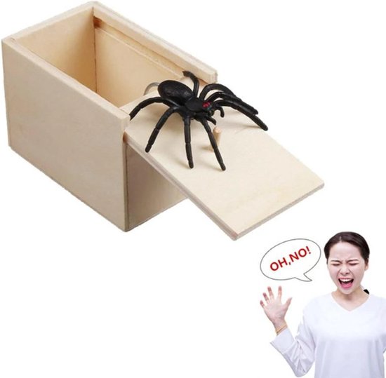 Farce drôle de jouet en bois de boîte, boîte d'araignée