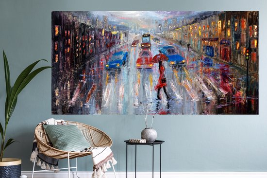 Stickers muraux - Sticker Foil - Peinture - Peinture à l'Huile - Voiture - Passage Clouté - 160x80 cm - Film Adhésif - Stickers muraux Muraux Chambre Enfant - Papier Peint Auto Adhésif