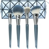 CAIRSKIN Cadet Blue Brush Set - 4 Classic Face Bushes for Professional Makeup - Visagie Kwastenset voor Gezicht & Ogen - Inclusief CAIRSKIN Beauty Bag