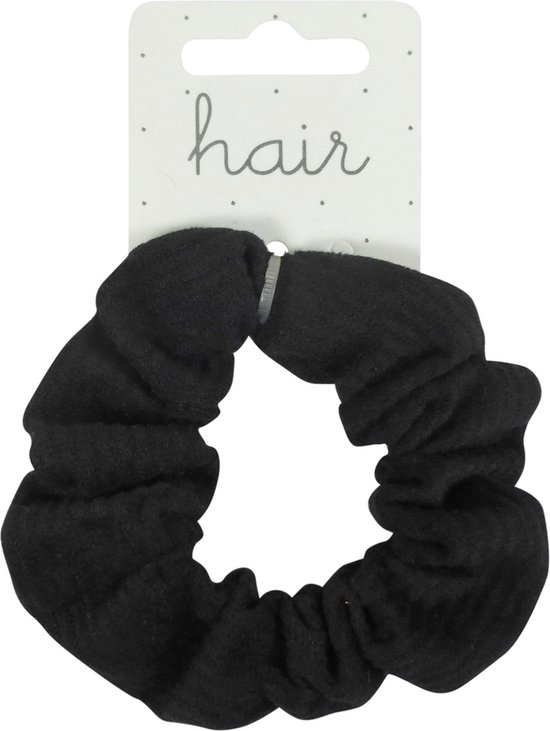 Scrunchie Haarelastieken Ribcord - Zwart