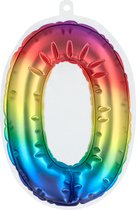 Boland - Folieballon sticker '0' regenboog Multi - Regenboog - Verjaardag - Jubileum - Raamsticker - Kinderfeestje