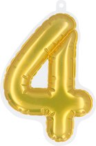 Boland - Folieballon sticker '4' goud Goud - Black & Gold - Black & Gold - Verjaardag - Jubileum - Raamsticker - NYE