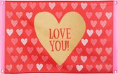 Boland - Polyester vlag 'LOVE YOU!' - Geen thema - Valentijn - Feestversiering - Liefde - Hart