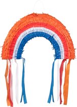 Boland - Piñata Regenboog oranje-rood-wit-blauw (28 x 45 cm) - Verjaardag, Kinderfeestje, Themafeest - Voetbal