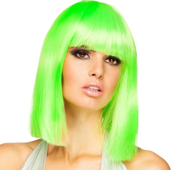 Boland - Pruik Dance neongroen Groen,Neon - Steil - Halflang - Vrouwen - - 80's & 90's