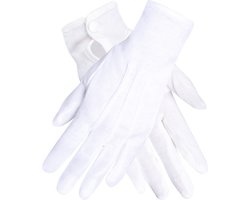 Boland - Paar handschoenen met drukknop wit XL Wit - Volwassenen - Unisex - Goochelaar - Kerst- Sinterklaas- Glitter and Glamour