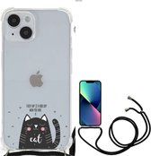 Telefoonhoesje Geschikt voor iPhone 14 Silicone Case met transparante rand Cat Good Day