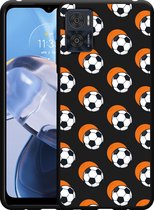 Motorola Moto E22/E22i Hoesje Zwart Soccer Ball Orange Shadow - Designed by Cazy