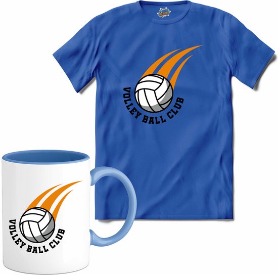 Volleybal club sport - T-Shirt met mok - Heren - Royal Blue - Maat M