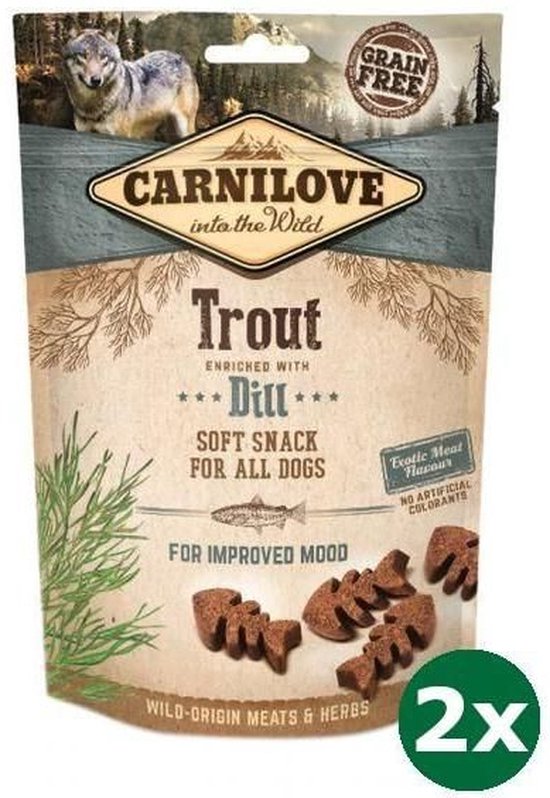 CARNILOVE CRUNCHY SNACK CANE Al Gusto STRUZZO E MIRTILLI NERI 200 GR Grain Free