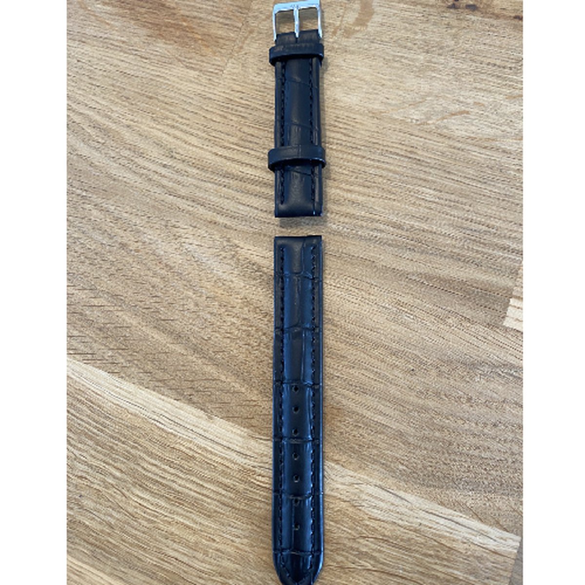 Horlogeband-dames-heren-16 millimeter-zwart-klassieke print-juweliers kwaliteit-anti allergisch