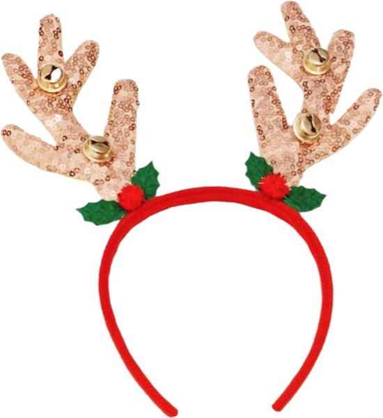 plotseling cap Groenland Haarband Eland Roze Goud met Belletjes voor Kerst - Glitter Haarband Rendier  Kerst-... | bol.com