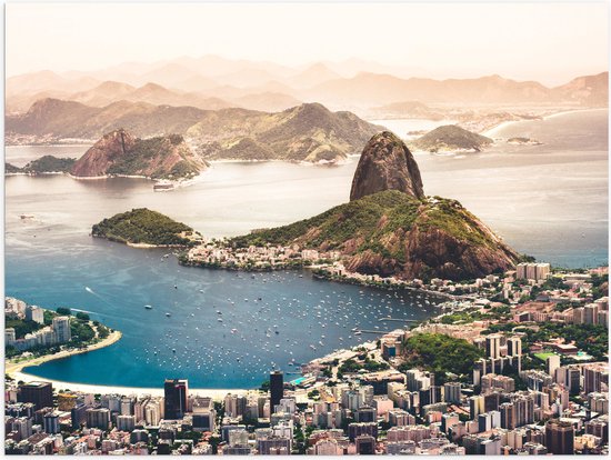 WallClassics - Poster Glanzend – Suikerbroodberg Rio de Janeiro - 40x30 cm Foto op Posterpapier met Glanzende Afwerking