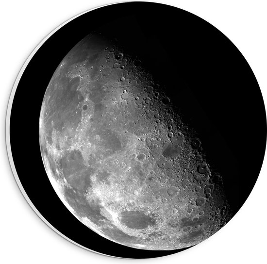 WallClassics - PVC Schuimplaat Muurcirkel - Maan van Dichtbij - 20x20 cm Foto op Muurcirkel (met ophangsysteem)