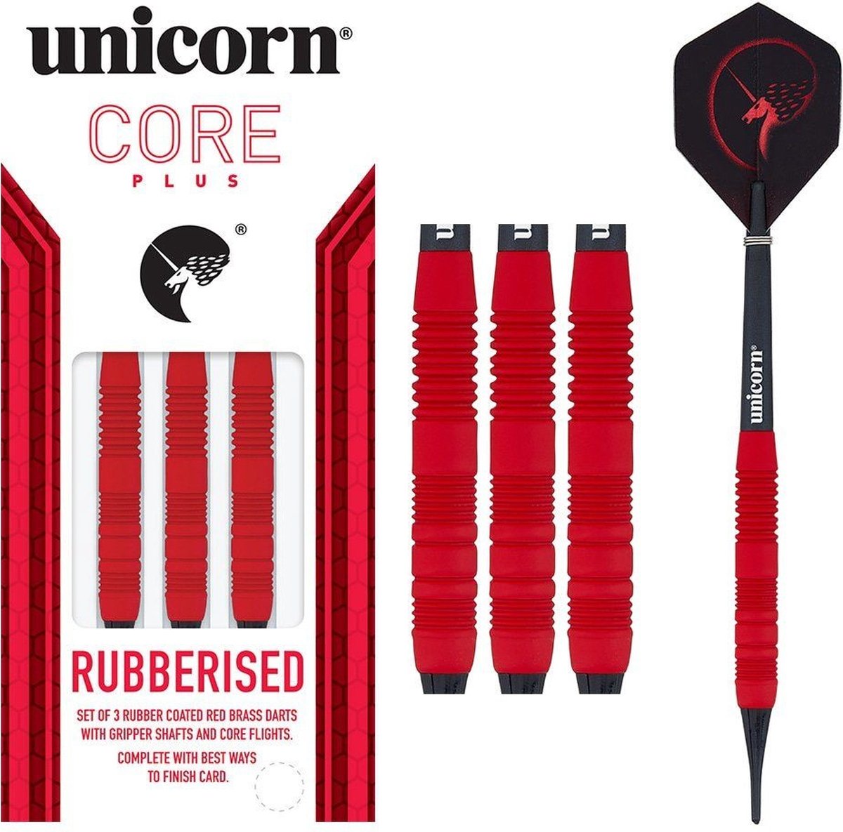Unicorn Core Plus Rubberised Red Soft Tip - Dartpijlen - 16 Gram