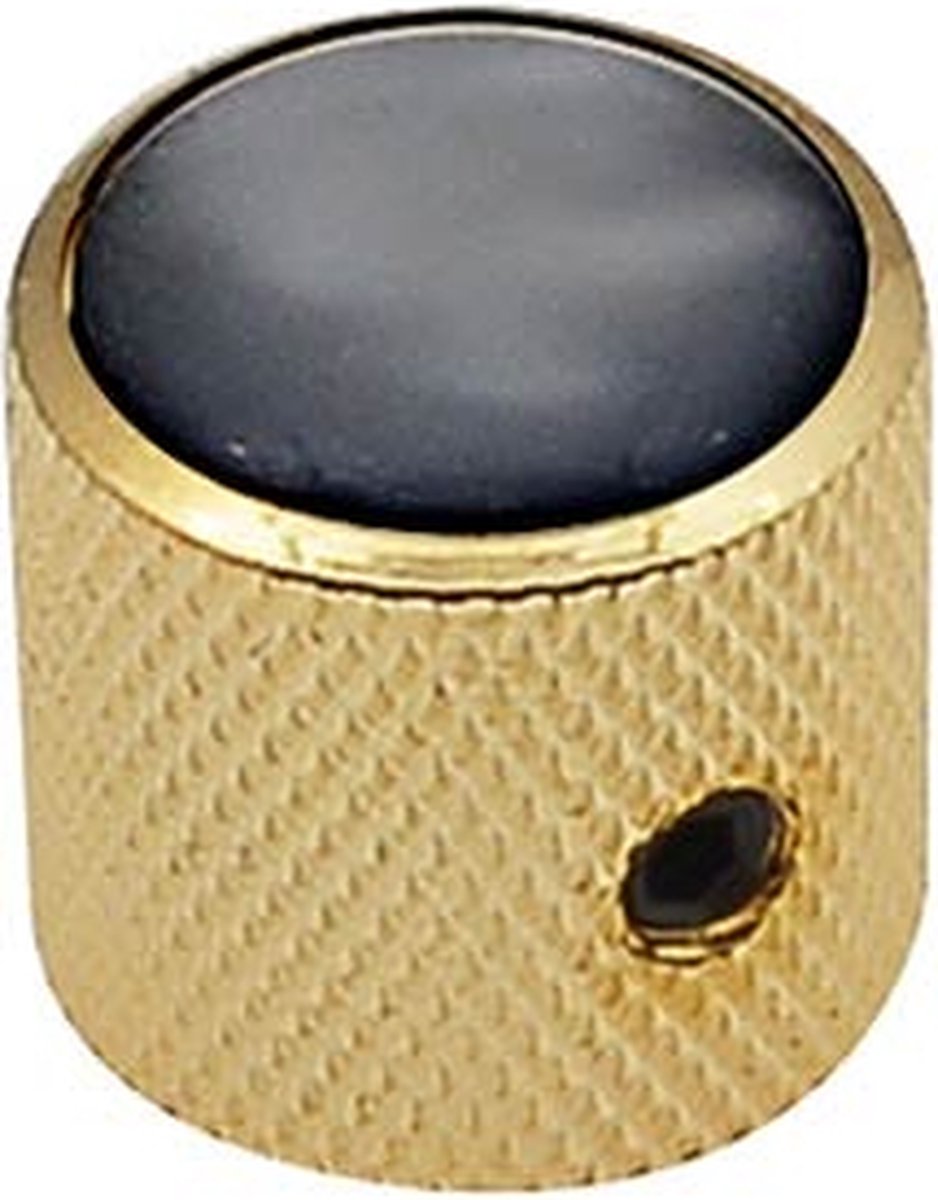 dome knob with black pearl inlay, 18x18mm with set screw, gold