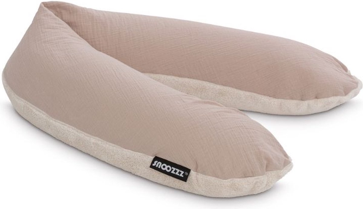Goedkoopste Snoozzz Zwangerschapskussen Zijslaapkussen Premium kwaliteit - 185 cm - microparel vulling - luxe draagtas - met afneembare hoes van Zachte teddy met katoen - Teddy Sand