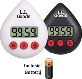 LL goods - douche timer - twéé stuks - douche wekker - shower timer -kookwekker - inclusief batterijen - zuignap - magneet - wit