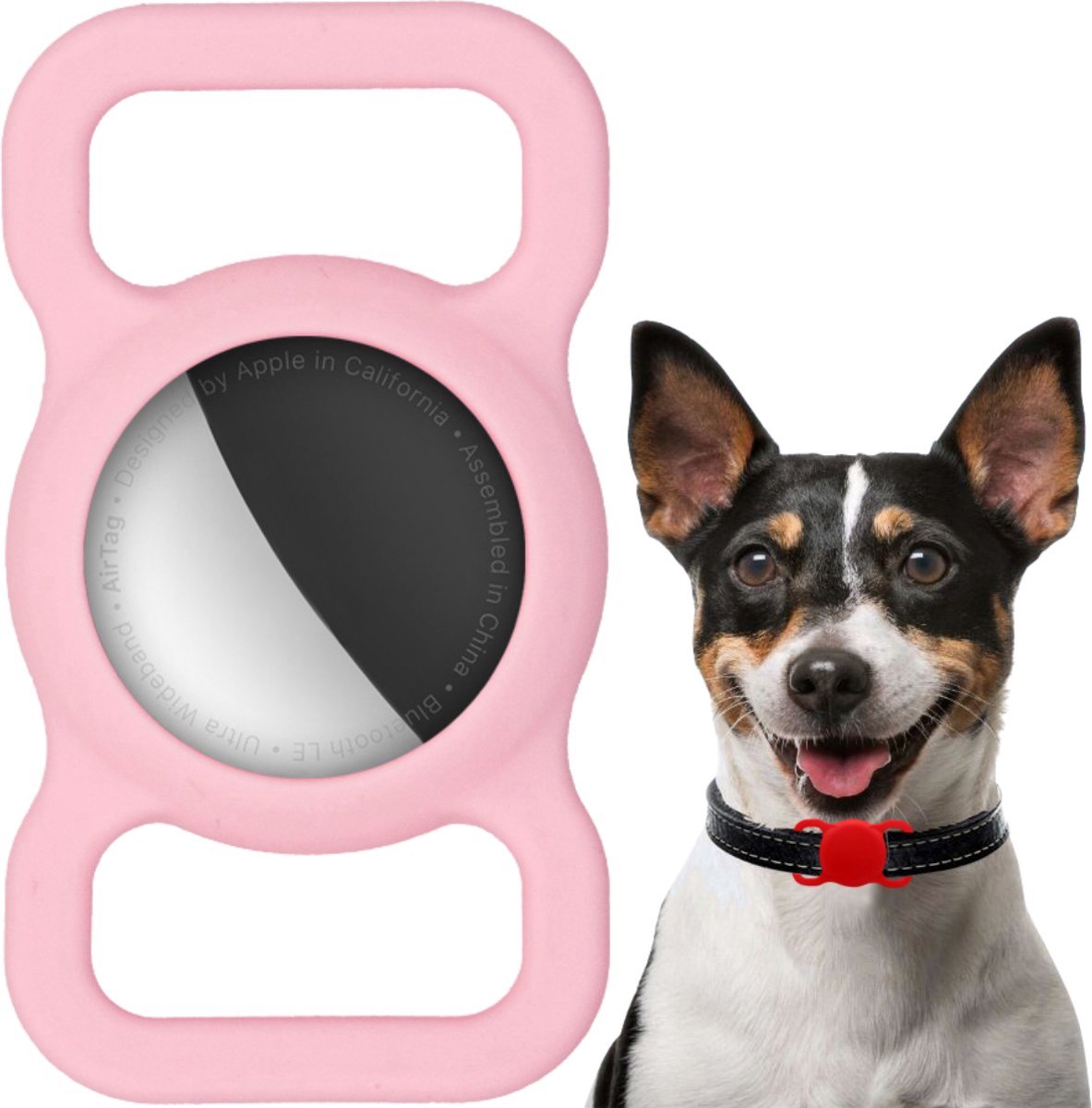 Bol.com AirTag Sleutelhanger Roze Hoesje Honden / Katten Halsband AirTag hoesje voor Huisdieren Siliconen aanbieding