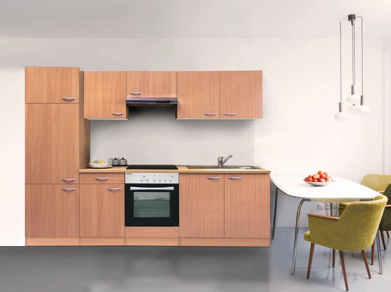 Gloed jurk functie Goedkope keuken 270 cm - complete keuken met apparatuur Gerda -  Beuken/Beuken -... | bol.com