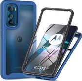 Motorola Edge 30 Hoesje | Met ingebouwde screenprotector | Full Protect valbescherming | Doorzichtig / Blauw