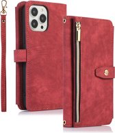 Apple iPhone 14 Plus Telefoonhoesje | PU Leren Bookcase | Pasjeshouder | Tas | Rood