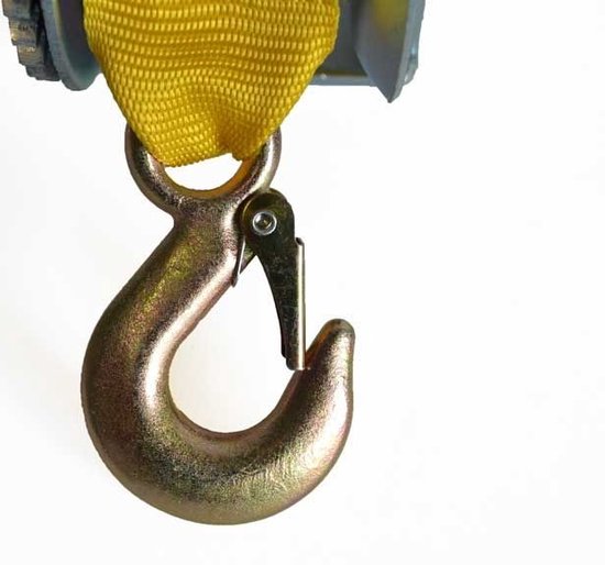 Gouden metalen veiligheidshaak met gele band.