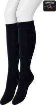 Bonnie Doon Dames Kniekousen Zwart maat 39/42 - 2 paar - Knie Kousen - 2-pack - Multipack - Uitstekend draagcomfort - Cotton Knee High - Zakt niet af - Effen - OEKO-TEX - Black - OL834302.101