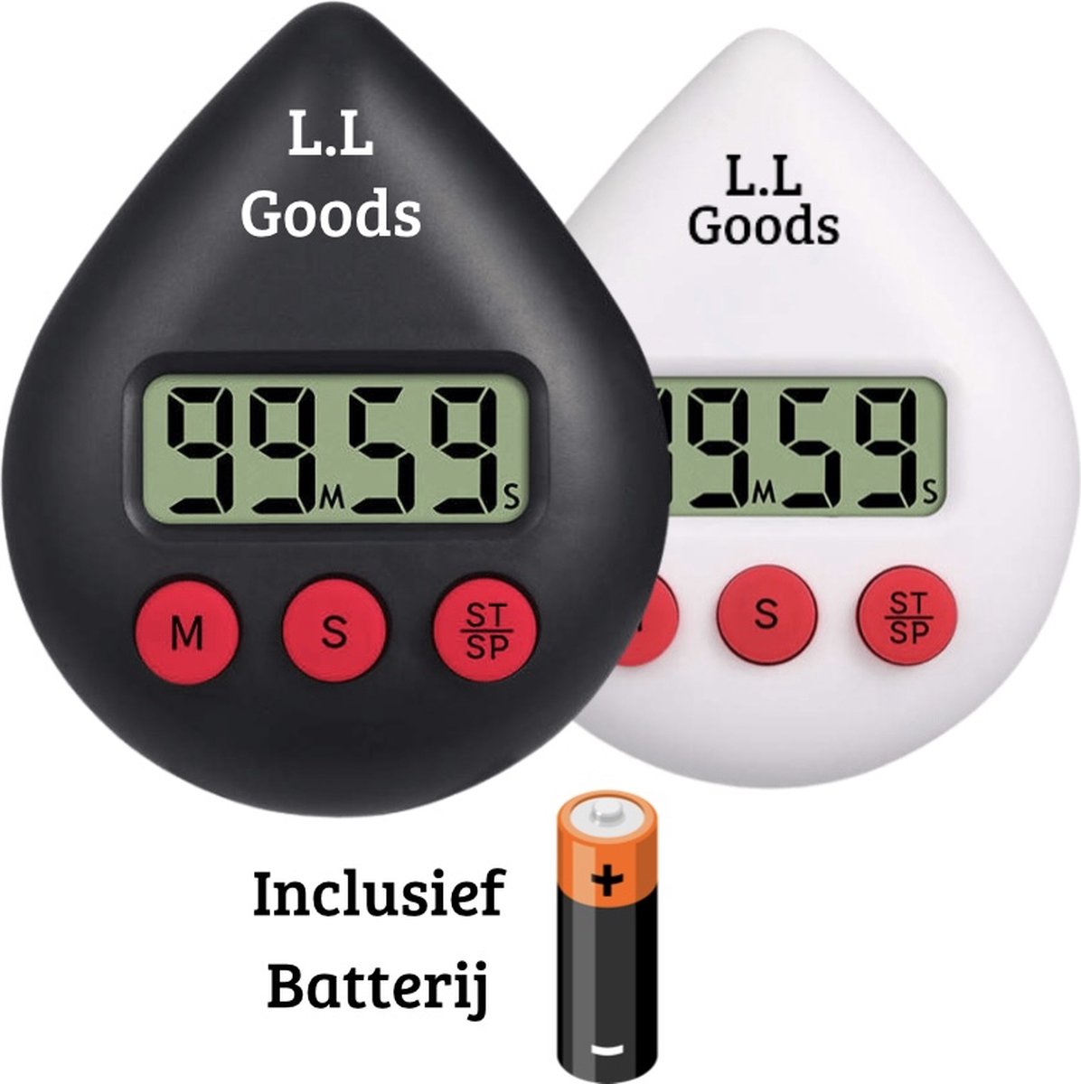 LL goods - douche timer - 2 stuks - douche wekker - shower timer - kookwekker - inclusief batterijen - zuignap - magneet - zwart