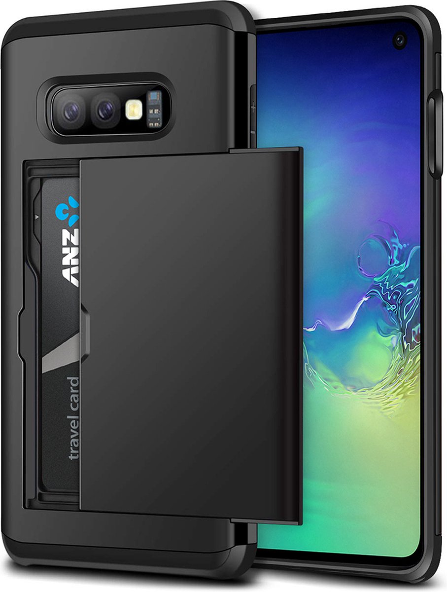 Backcover geschikt voor Samsung Galaxy S10e- Zwart - Hard PC - Pasjeshouder