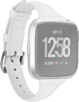 Voor Fitbit Versa 2 Smart Watch lederen polsband horlogeband, krimpversie (wit)