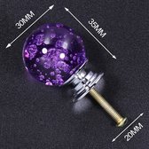 3 Pièces Bouton de Meuble Boule de Cristal - Violet - 3.5*3 cm - Poignée de Meuble - Bouton pour Armoire, Porte, Tiroir, Armoire de Cuisine